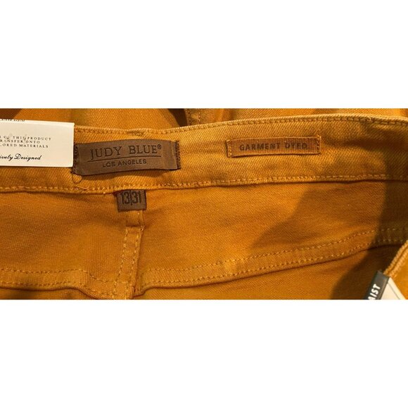 NWT Judy Blue Garment Dyed Raw Hem Flare Jeans Marigold Size 13 31 New - Picture 5 of 6